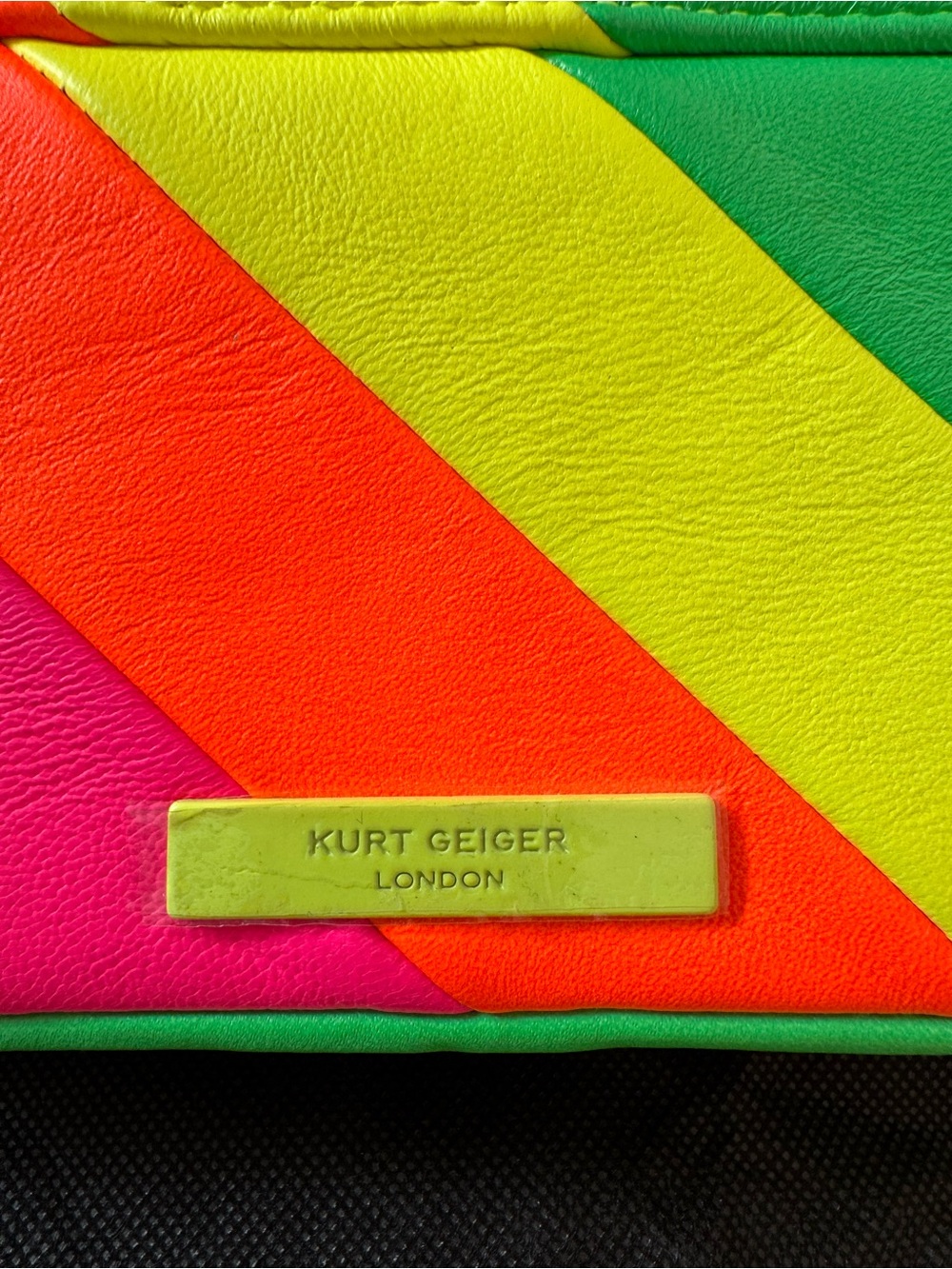 Kurt Geiger Rainbow Striped Leather Crossbody Bag in Neon Colors - Picture 5 of 5